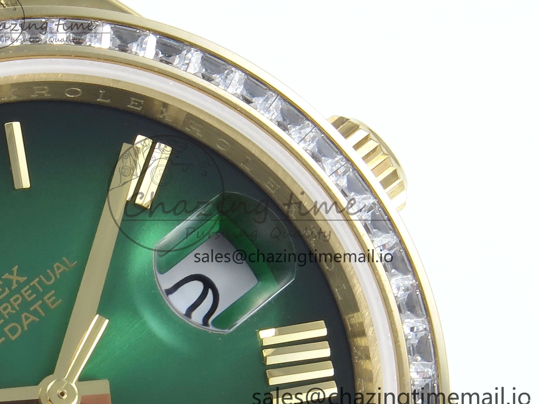 Bracelet Black 40 QF Diamonds Weight) Best YG on DayDate A2836 Dial V5 (Gain Bezel President Green Edition 1:1 0429